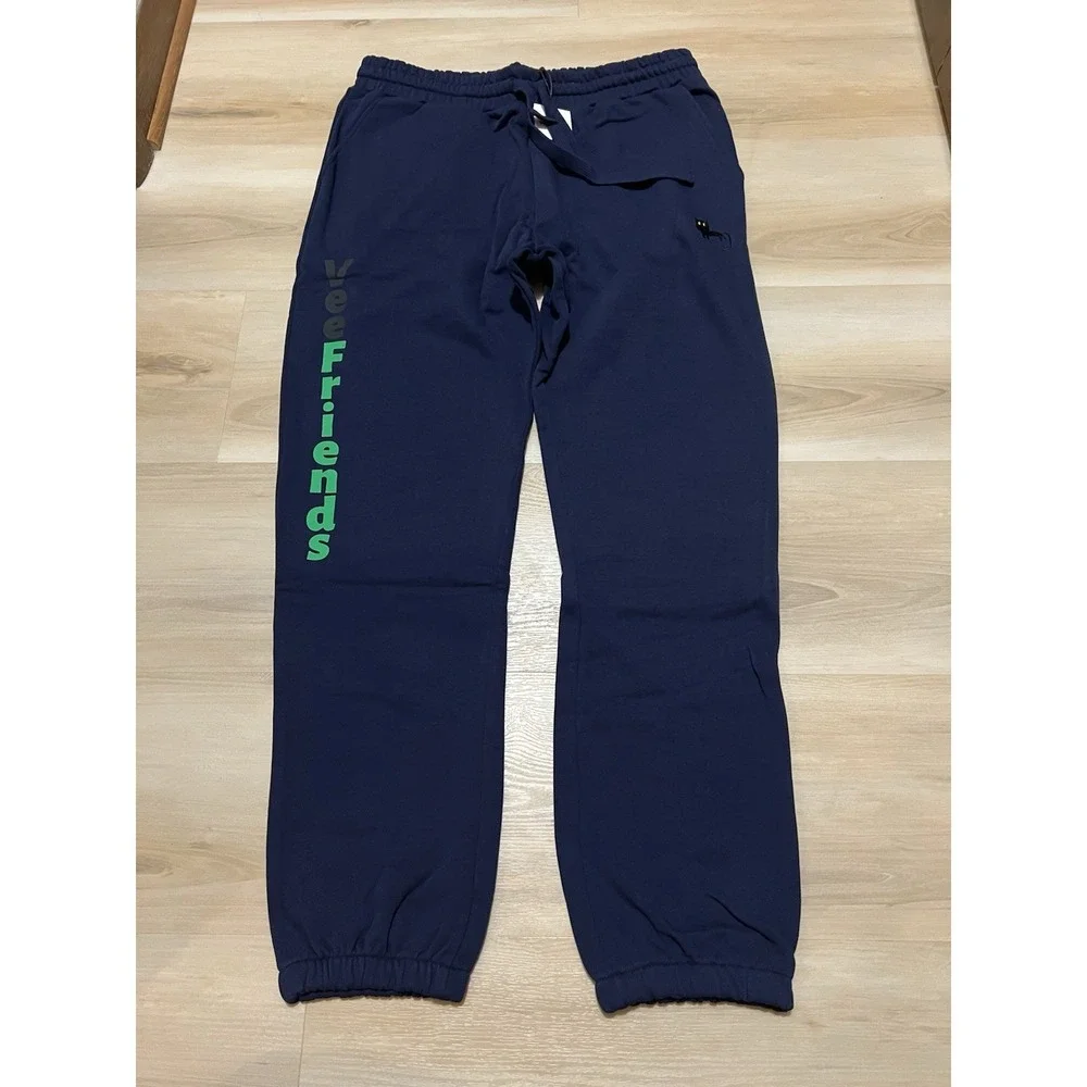 VeeFriends Size XL Classic‎ Logo Sweatpants Navy Blue Spellout Black Cat